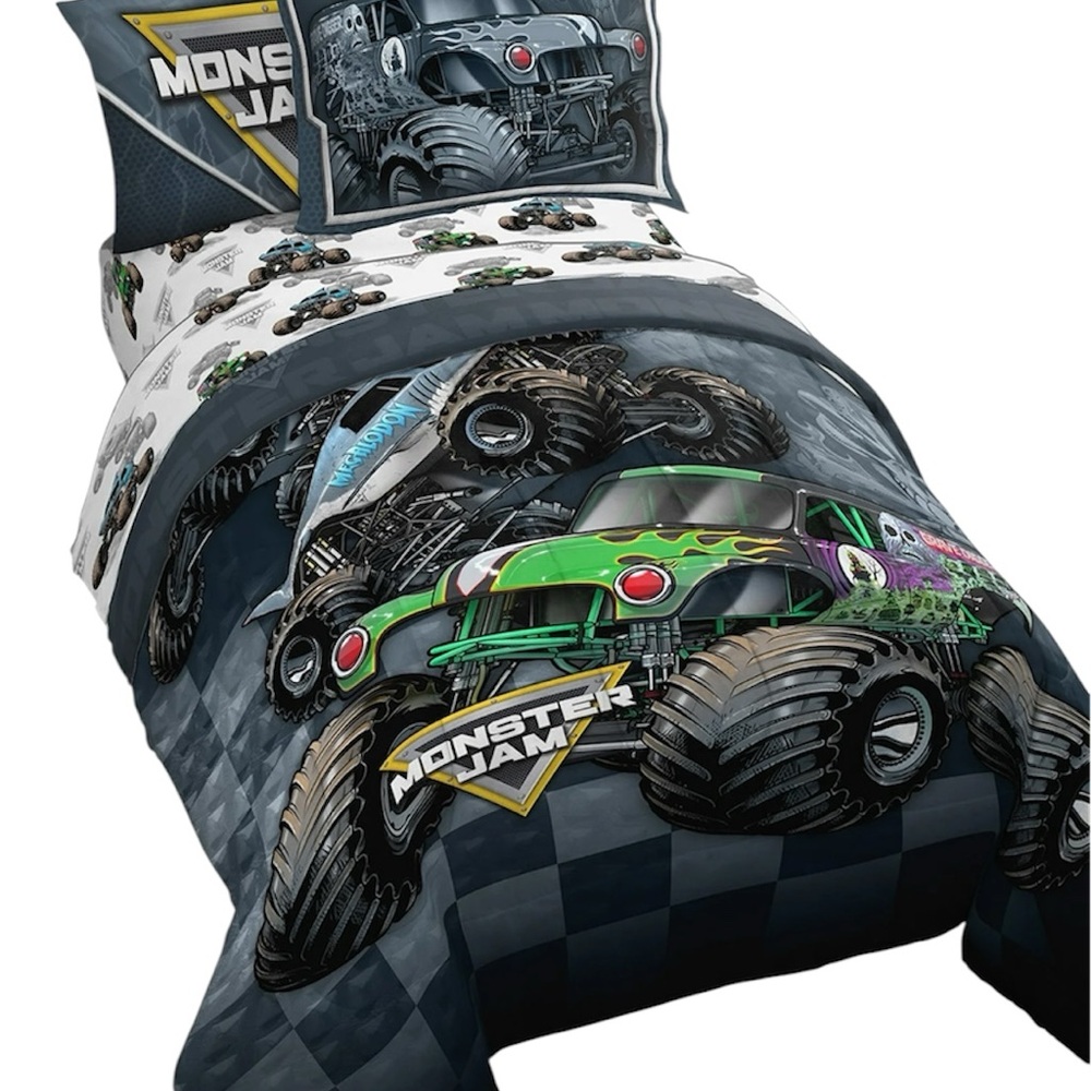 Monster Jam Bedding Set - Black and Green